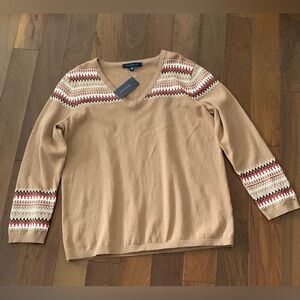 Tommy Hilfiger V-Neck Sweater With 
Zig-Zag Pattern: Size XL